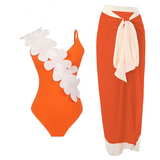 Sexy Fashion One Piece Swimsuit Solid 3D Flower Summer Women Swimwear Beachwear Summer Luxury Monokini Bathing Suit-Outfit