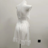 Fongt Lace Lace Hollow Pajamas Girls Spring And Autumn Long Pure Desire High-End Simulation Ribbon Braid Skirt Thin