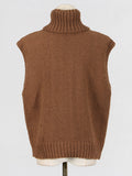 Fongt Collar Knitted Vest For Women's 2025 Spring New Comfortable And Casual Fashion Temperament Sleeveless High-Collar Knitted