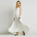 Backless Bohemian Beach Maxi Cotton Dress