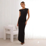 Fongt Women's Spring And Summer Explosion Of Sleeveless Back Open Fork Folded Tight Dress