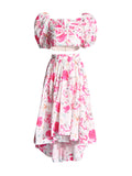 Fashion Sexy Suit 2025 New Breast-Wear Bubble Sleeve Short Top + Long Open Fork Half-Dress