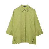 Fongt Explosion Women's Wide-Sleeved Linen Shirts Tight Straight Pants Set