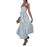 Fongt Women's New Fashion Floral Print Open Fork Waist Hanging