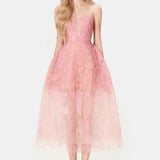 Sheer Lace Layered Strapless Midi Dress-Outfit