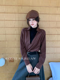Fongt Xixi 2025 Autumn White Label New Temperament Simple Two-Piece Set Of Collar Shirt Long Sleeve Top 89611