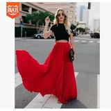 Fongt 2024 New Large-Size High-Waisted Half-Dress Women's Large Swing Skirt Wrinkles Long