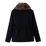 Fongt Women's Clothing 2025 Autumn And Winter 2025 New Collar Imitation Artificial Hair Tie Belt Repair Coat Coat Long Sleeve