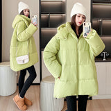 2024 Winter New Korean Department Is Simple And Versatile Casual Loose Small Thick Warm Hooded Padded Coat-Outfit
