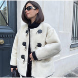 Faux Fur Plush Buckle Jacket-Outfit