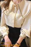 Fashion Temperament Single Breasted Long Sleeve Shirt New Summer Autumn 2023 Peter Pan Collar Women's Clothing