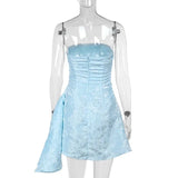 Satin A-line Tube Mini Dress-Outfit