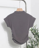 Real Shoot Half-High Collar Hottie Folded Slimmed Short T-Shirt Jacket Woman