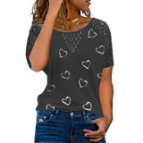 Lace Hollow Stitching Short Sleeve