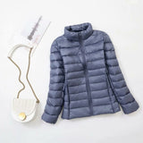 Spring And Autumn Winter Light Down Jacket Female Pure Color Standing Collar Slim Plus Large Size Short Coat Tide Direct Sales-Outfit