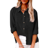Autumn Pocket Split Linen Long-sleeved