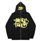 Fongt New High Street Hip-Hop National Tide Printing Zipper Clothing Fashion Fashion Couple Hooded