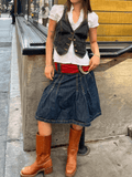 Buttoned Denim Y2K Corset Top-Outfit