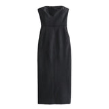 New Solid Color Slimming And Wiping Chest Medium-And Long-Style Dress 8592807-Outfit