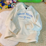Waffle Texture Polo Sweatshirt-Outfit