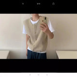 Version Short Knitted Vest Women's New 2024 Spring And Autumn Style Loose Inner Shoulder Folded Sleeveless Blouse-Outfit