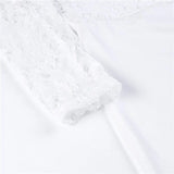 fancy summer fall off shoulder sexy playsuits jumpsuits long sleeve sheer lace patchwork hollow bandage skinny Outfits