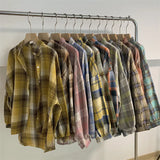 Vintage Plaid Oversized Loose Blouse-Outfit