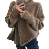 Languid Lazy Wind Sweater Female Autumn Winter Retro Wind Foreign Style Loose Inside A Soft Waxy Knit Jacket To Wear-Outfit