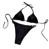 2025 New Sexy Nylon With Light Metal Ring With Dew-Back Split Body Swimsuit