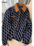 Autumn Winter Women Casual Plaid Jackets Coats Turndown Collar Pocket Veins Female Vintage Fashion Street Jacket