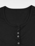 Short Sleeve Button Up Ribbed Top-Outfit