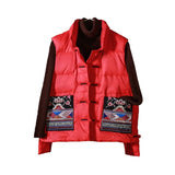 New Retro National Style Down Vest Outside The Female Wear Plate Buckle White Duck Down Pocket Embroidered Vest Down Inside-Outfit