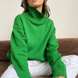 Oversize Women's Turtleneck Sweater Green Elegant Loose Cashmere Autumn Winter Ladies Pullover 2022 Fashion Sweaters