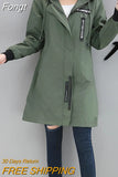 Coat Womens 2023 Spring Autumn Hoodies Tops Slim Students Baseball Clothes Medium length Windbreaker Coats Lady
