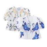 Spring Lapel Lace Printed Shirt Blouse-Outfit