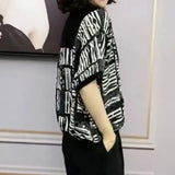 Striped Patchwork Blouse Korean Loose V-Neck Button Female Clothing Casual Short Sleeve Summer Stylish Commute Shirt-Outfit