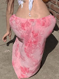 Chiffon Floral Print Midi Skirt-Outfit
