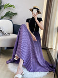 Gradient Pleated Long Skirt-Outfit