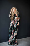Summer Round Neck Flowers Print Long Sleeve