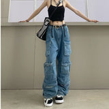 Multi Pockets Vintage Baggy Cargo Jeans-Outfit