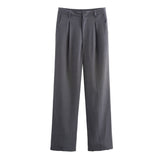 Fongt 2025 New Women's Double Pocket Coat Top + Pants Suit