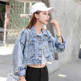 2022 Spring And Autumn New Korean Version Of Students Retro Hong Kong Flavor Loose Short Versatile Jacket Denim Jacket-Outfit