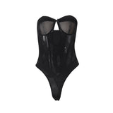 Fongt Women's Fall 2024 New Sexy Hot Girl Wrapped Chest Mesh Perspective Short Tight Waist