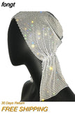 Stone Mesh Grid Trendy Wild Head Scarf Wrap Glitter Rhinestone Handmade Patchwork Celebrity Headband Turban Hair