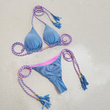 Swimsuit Girl Bikini Split Sexy Triangle Double-Sided Bump Beach Bikini Swimsuit