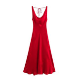 Fongt Women's Explosive Temperament Fashion Silk Texture Dress