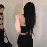 colors Hanging neck Slimming Women's tops Women's vests Short style-Outfit