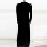 Fongt Star Temperament Elegant Heavy Industry Gems Diamond Long Sleeve Long Dress Dress Dress Dress