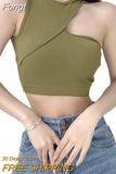 Women Tanks Crop Tops with Solid Color, Sexy Skinny Version Irregular Casual Style Summer Clothing Club