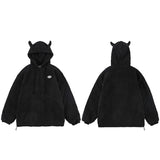 Men Hip Hop Streetwear Jacket Coat Plain Devil Hooded Jacket Harajuku Cotton Casual Jacket Coat Autumn Outwear Zipper